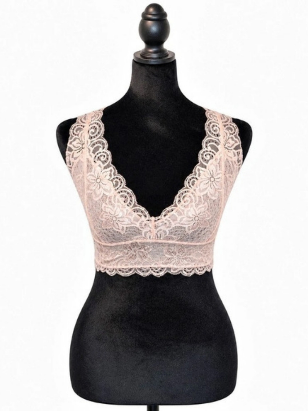 Wanna B Floral Lace Bralette in Blush Pink